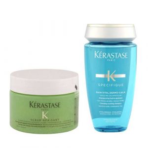 Kerastase Fusio Scrub Apaisant 250ml + Bain Vital Dermo Calm 250ml - scrub e shampoo lenitivo cute sensibile